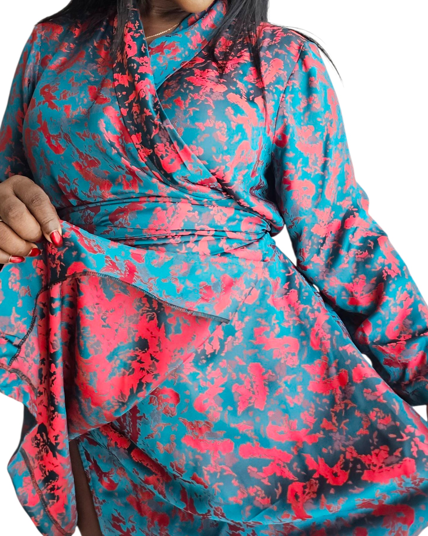 Pink & Turquoise Silk Dress/Shacket