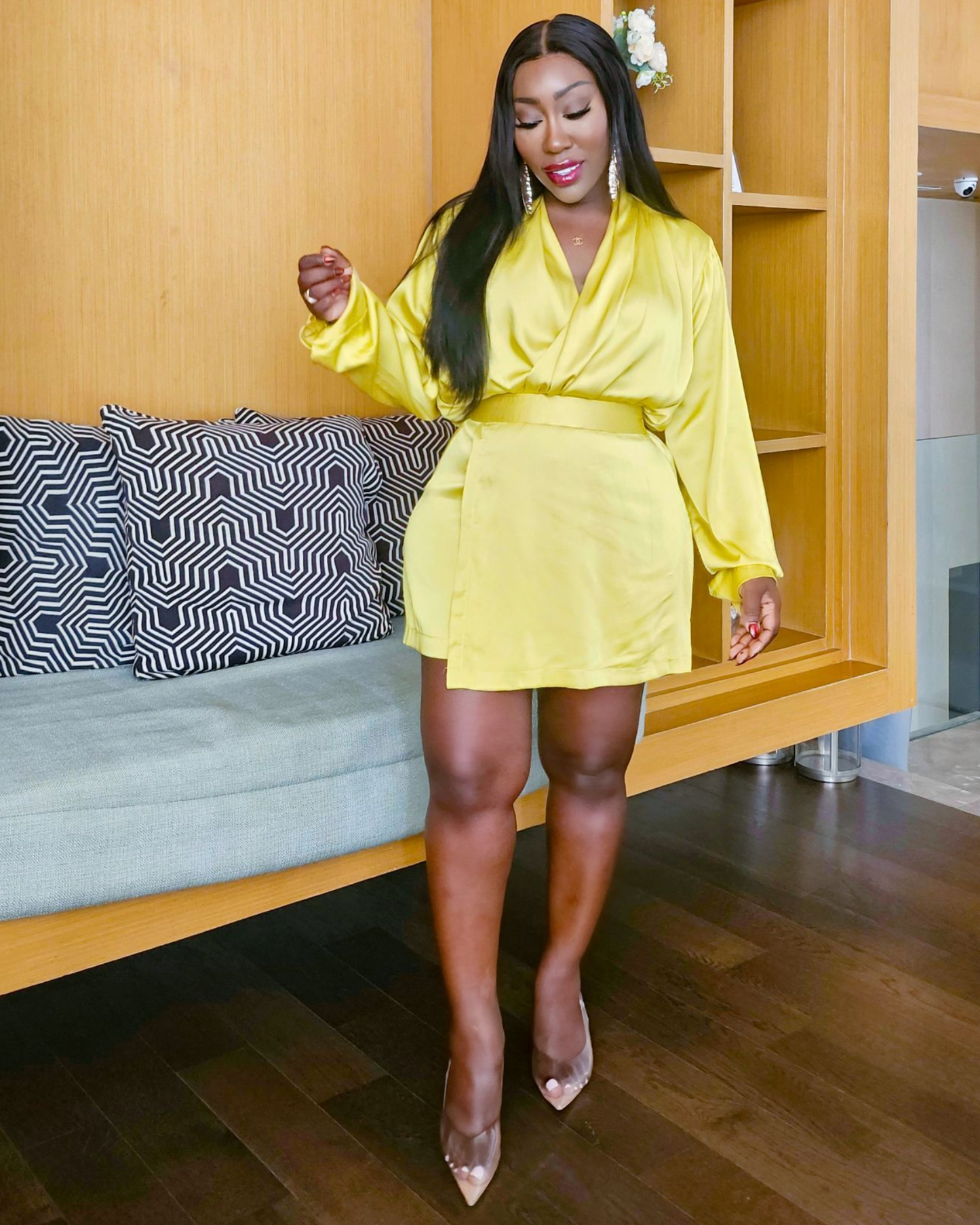 Chartreuse Silk Top &Skirt