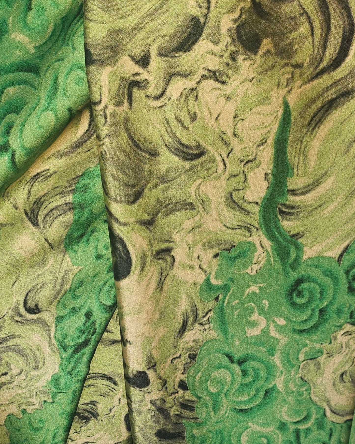 Green Patterned Silk Dress/Shacket