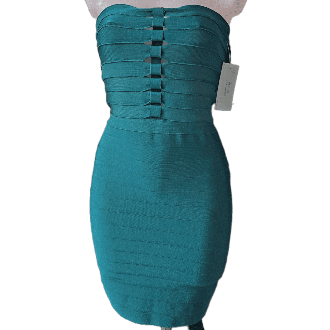 Strapless Teal Bandage Dress Style Studio Strapless Teal Bandage Dress Style Studio