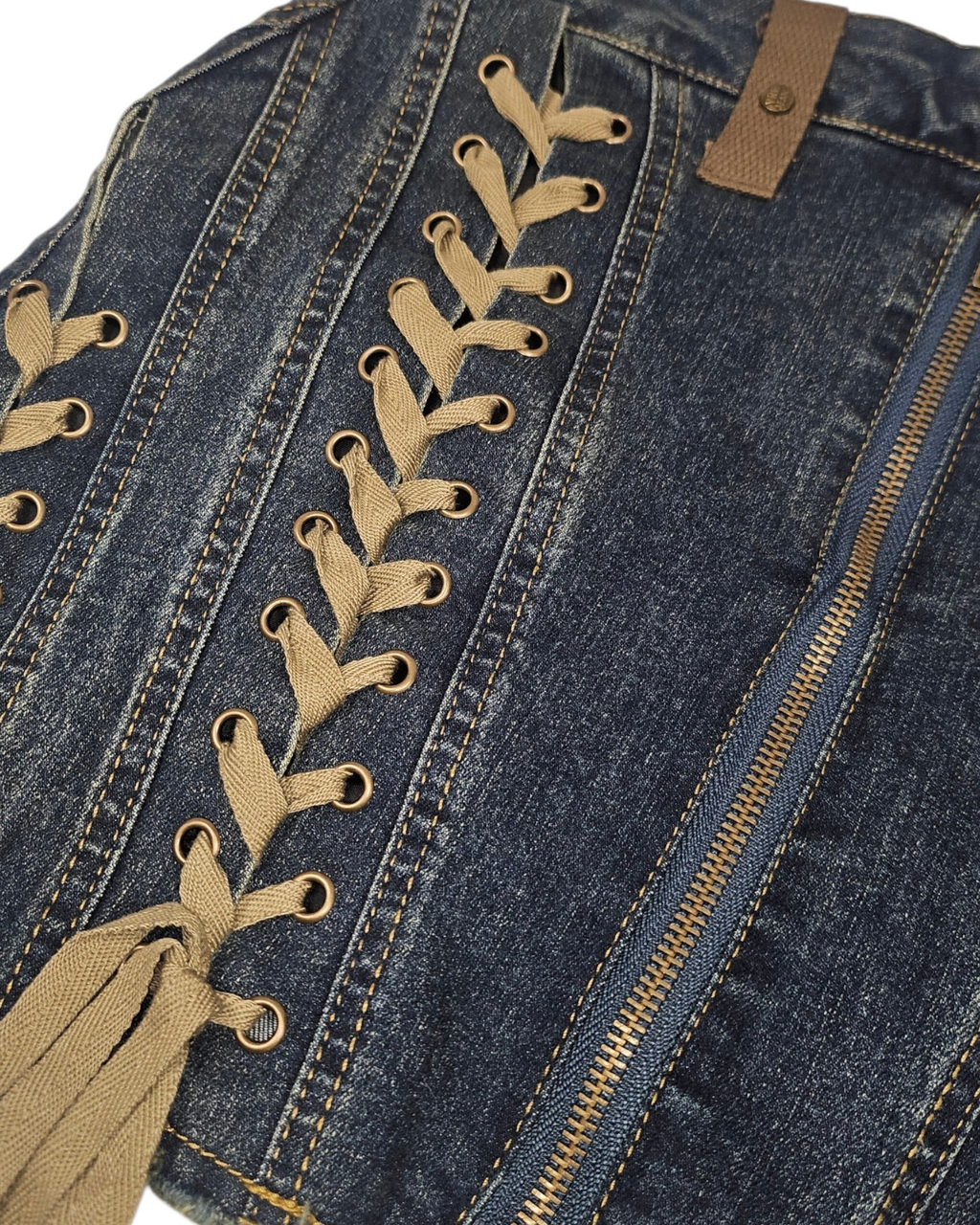 Denim Lace Up Skirt