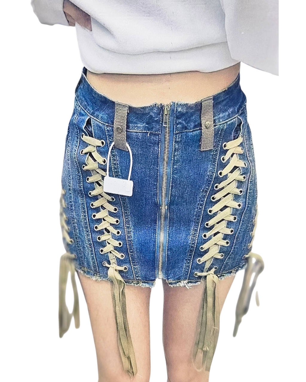 Denim Lace Up Skirt