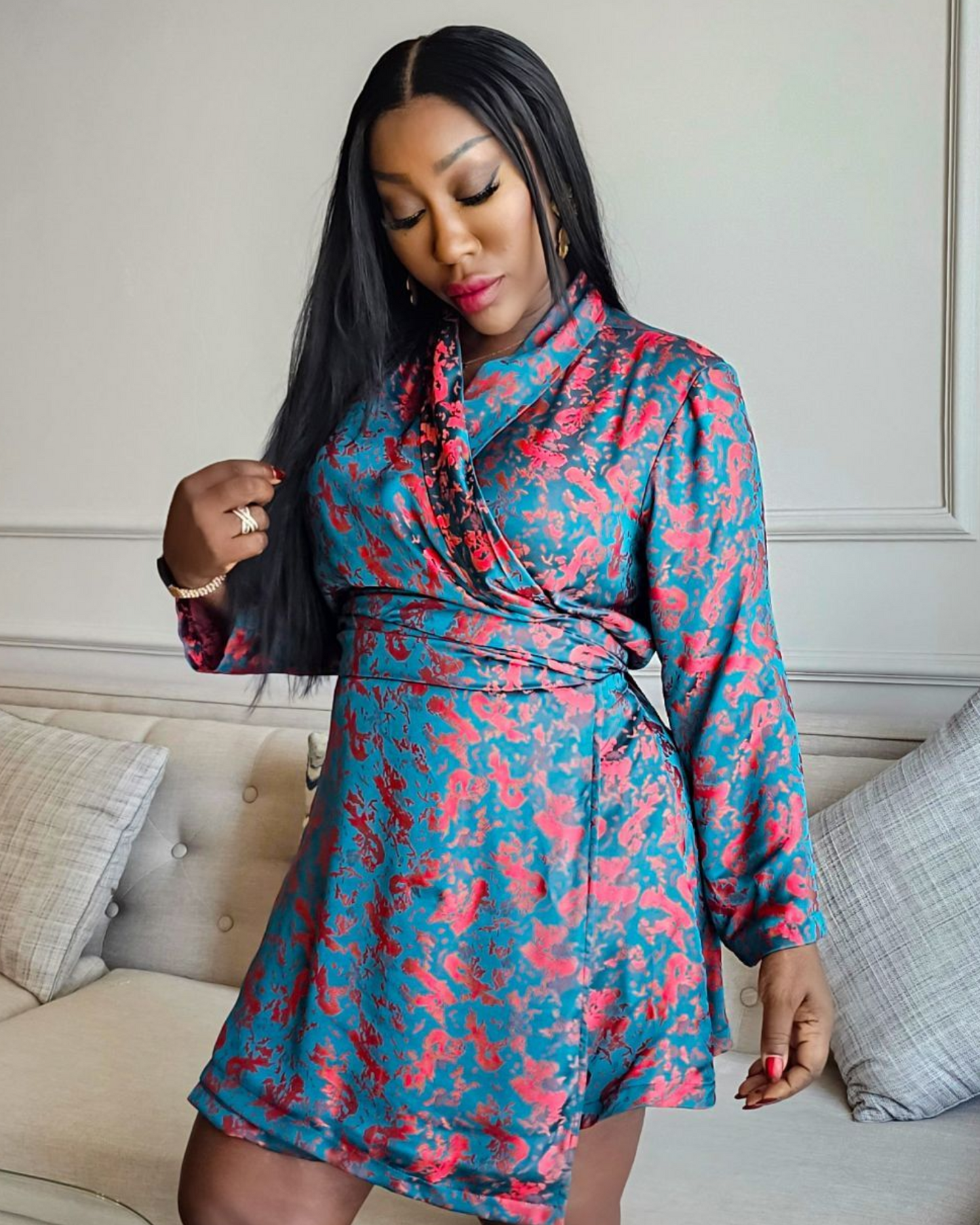 Pink & Turquoise Silk Dress/Shacket