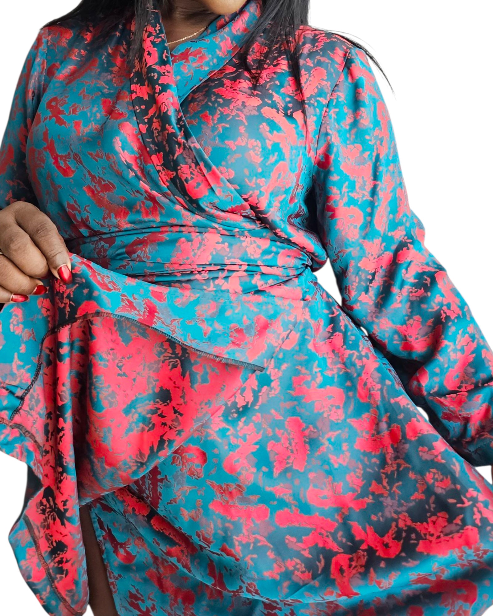 Pink & Turquoise Silk Dress/Shacket