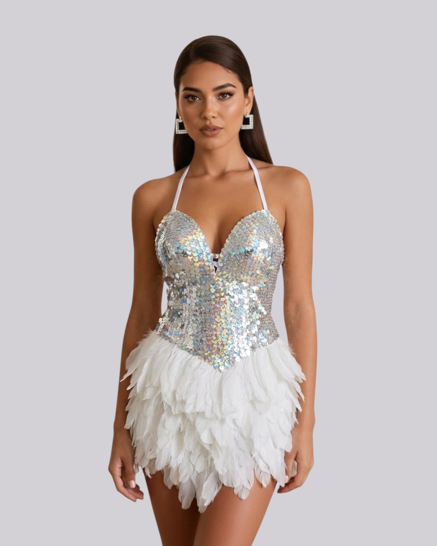 Handmade White Sequin Party Dress