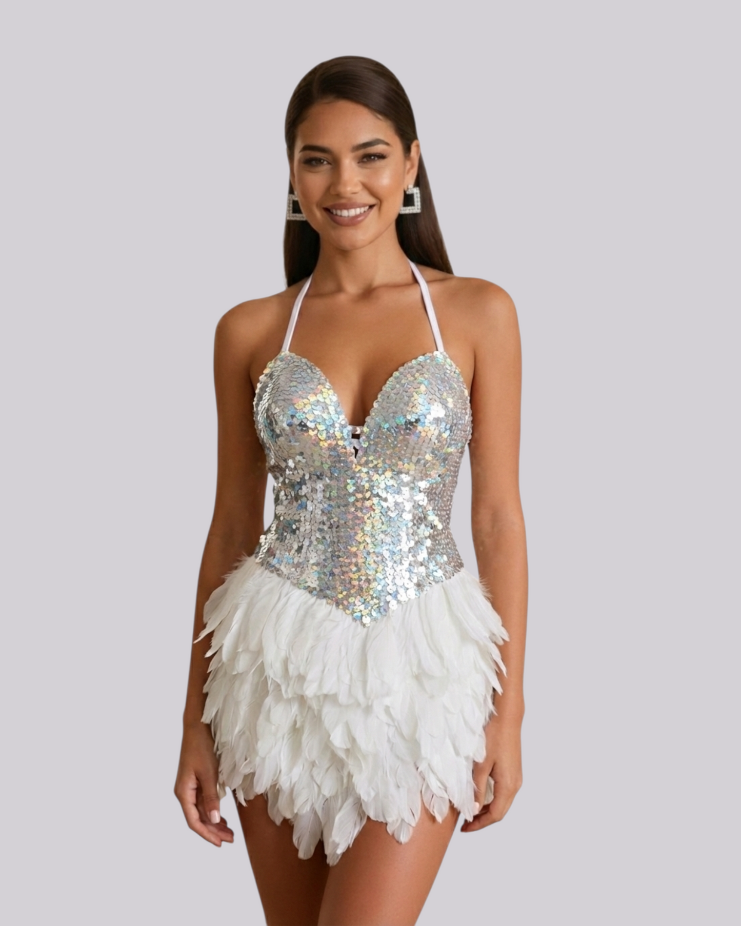 Handmade White Sequin Party Dress