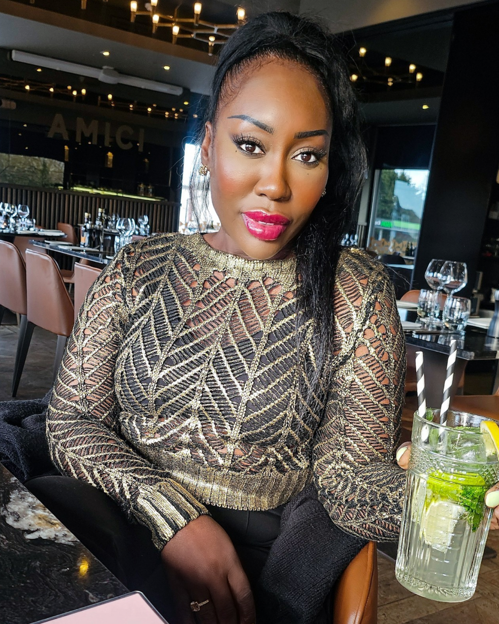 Black and Gold Crochet Cropped Top
