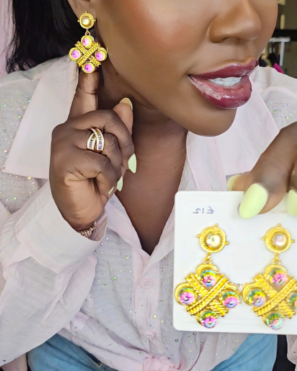 Reflective AB crystal Earrings