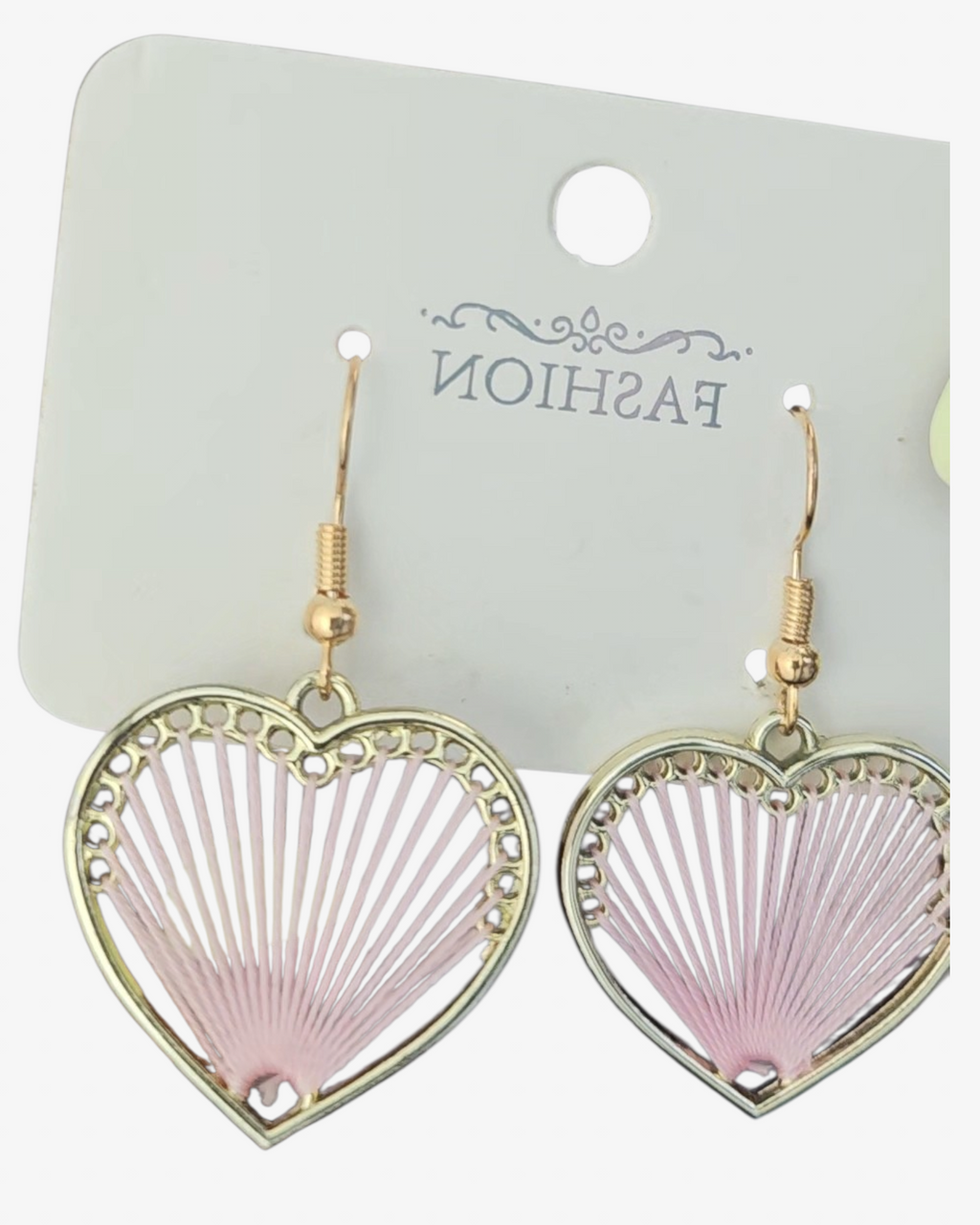 Pink Heart String Earrings