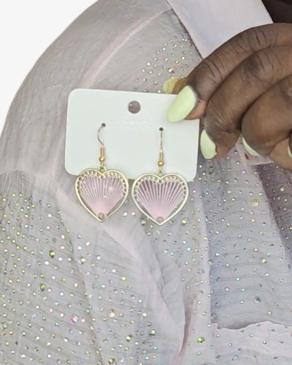 Pink Heart String Earrings