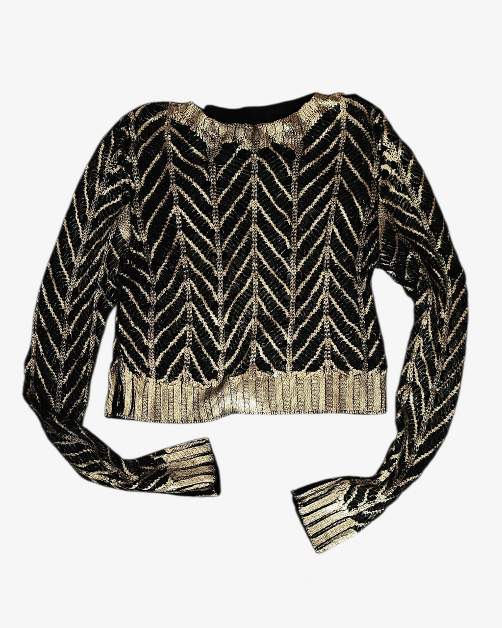 Black and Gold Crochet Cropped Top