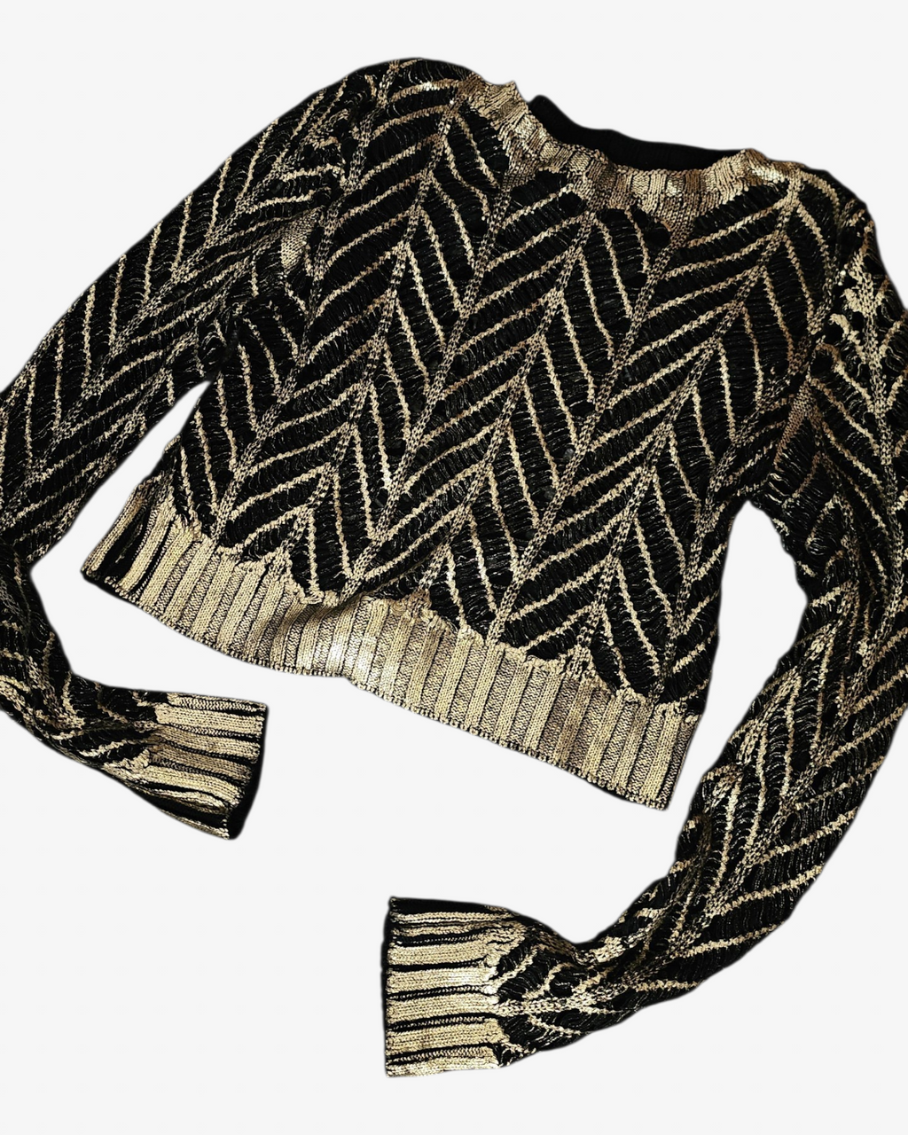 Black and Gold Crochet Cropped Top