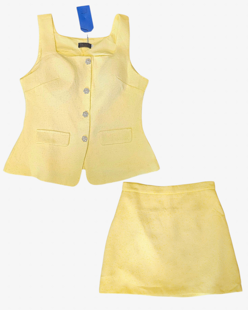 Yellow Tweed Skirt Set