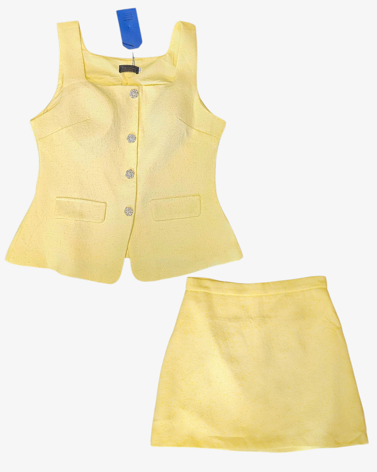 Yellow Tweed Skirt Set