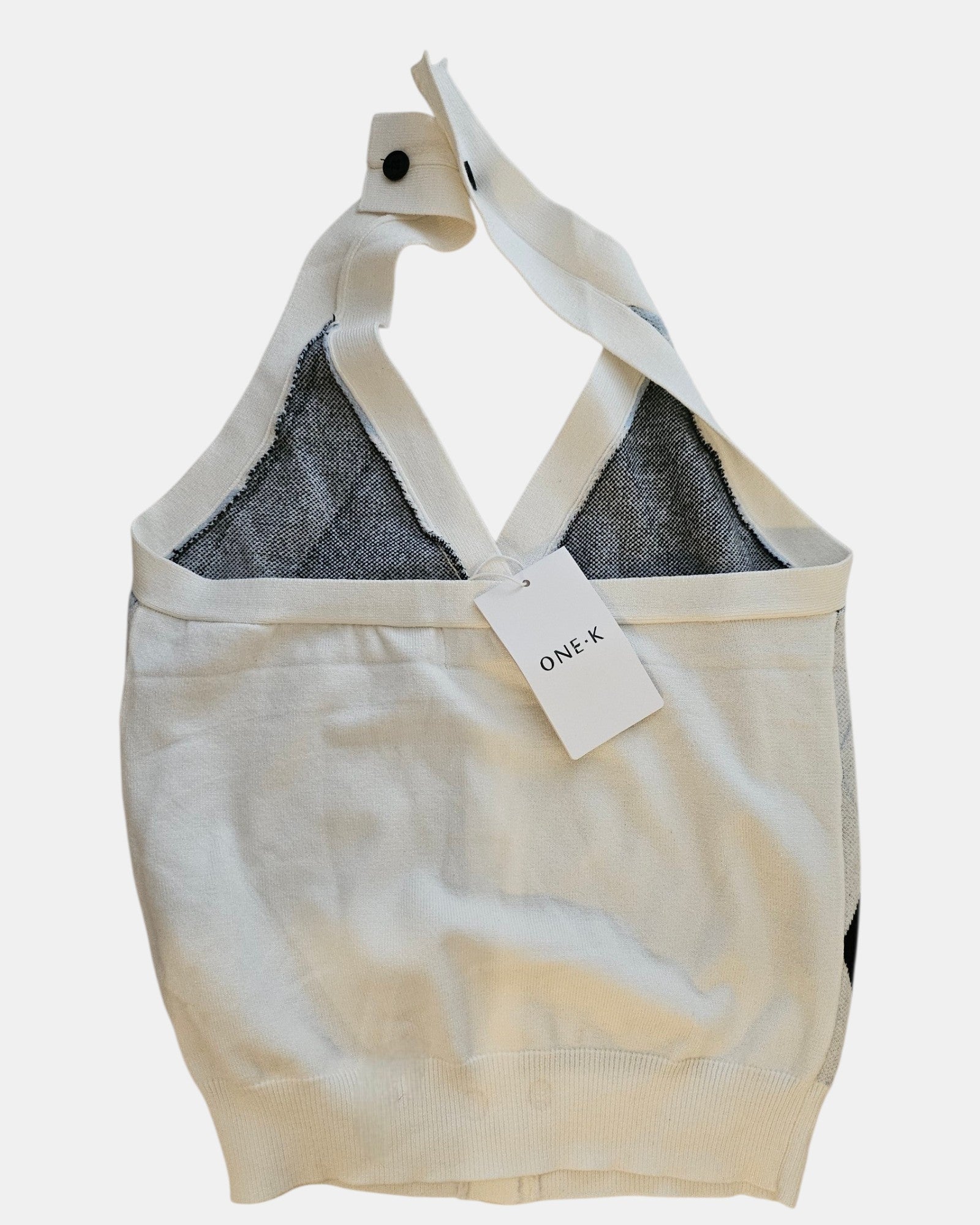 Blue & White Argyle Halterneck Top