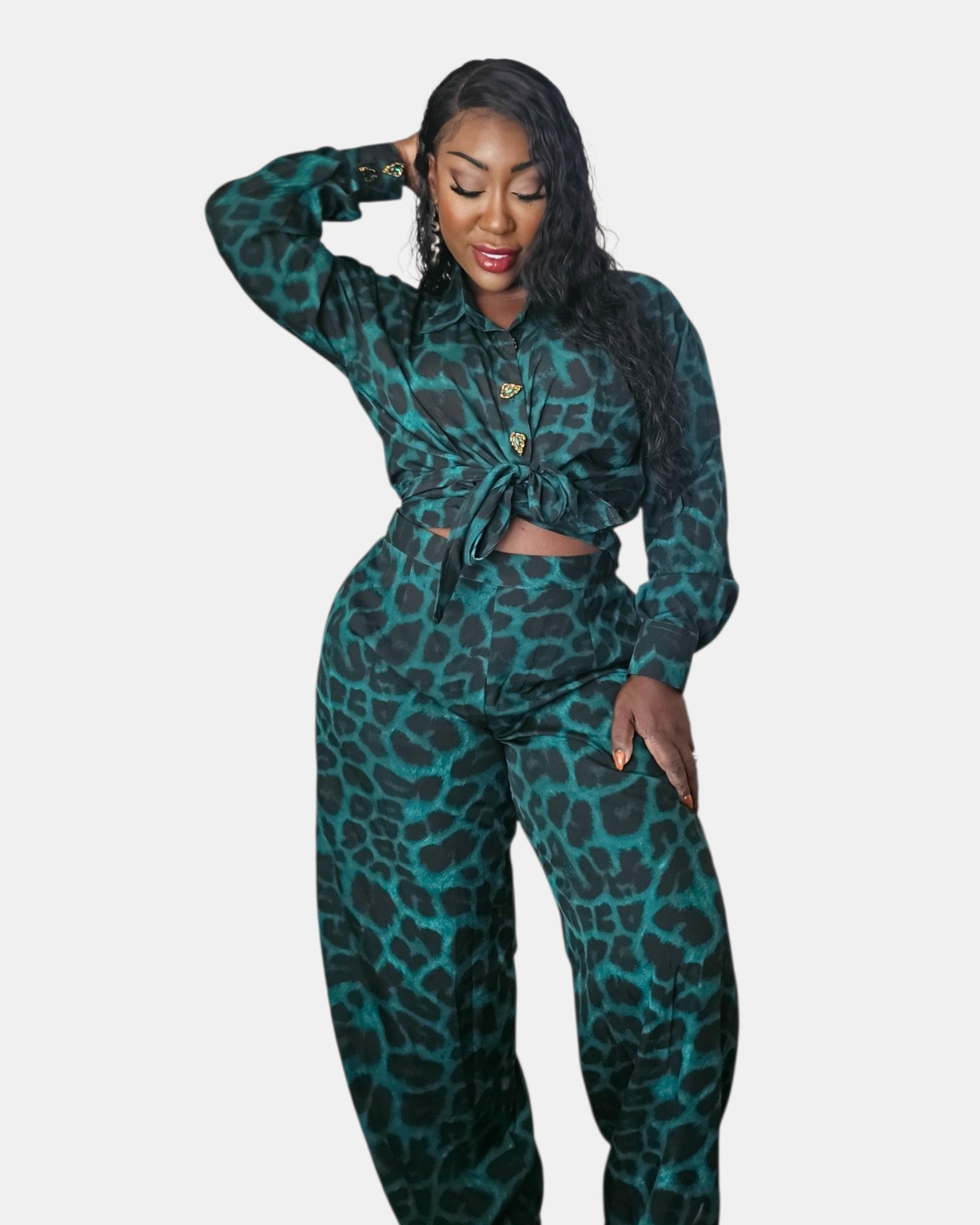 Green Leopard Print Co-Ord