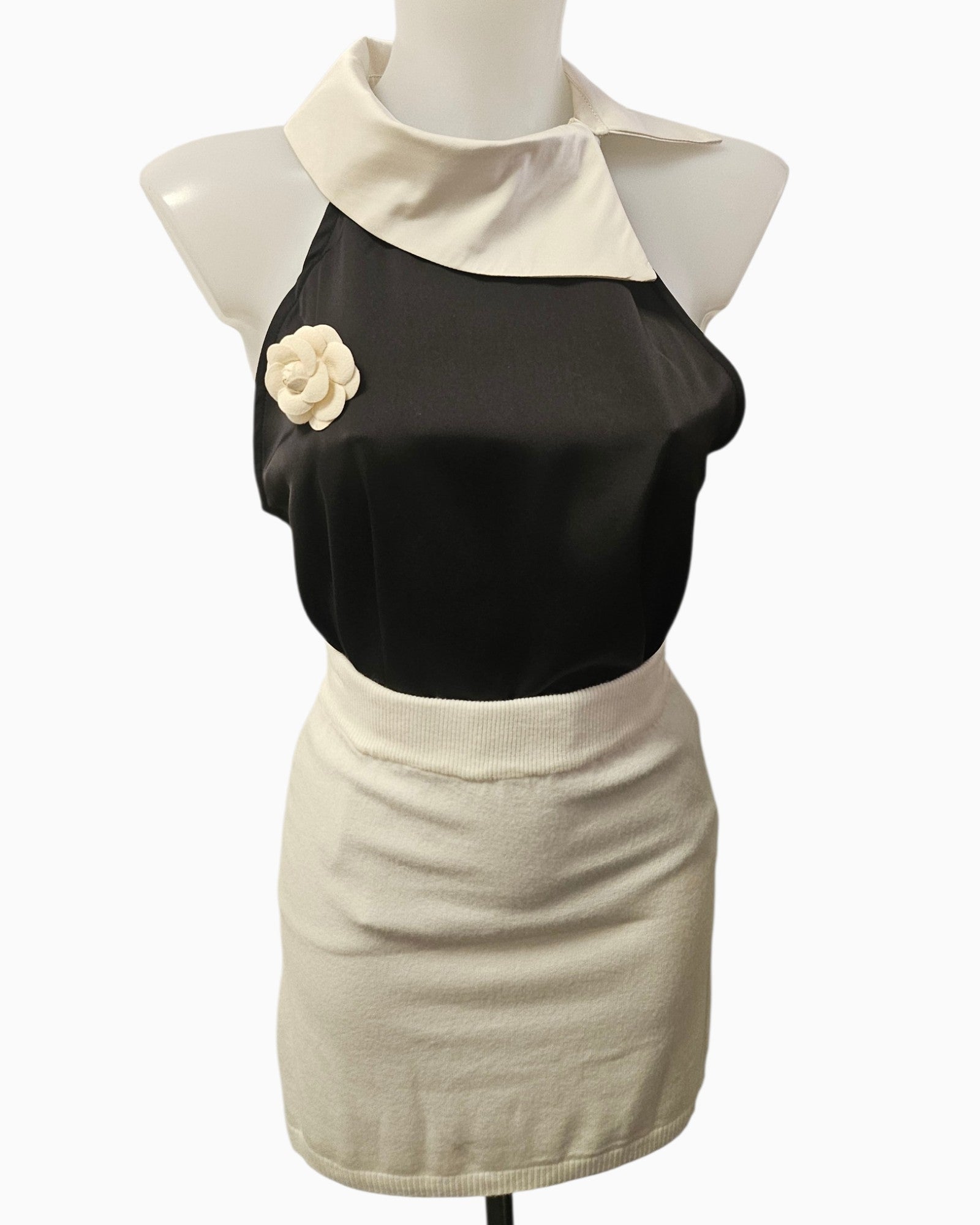 Cream Knit Mini Skirt