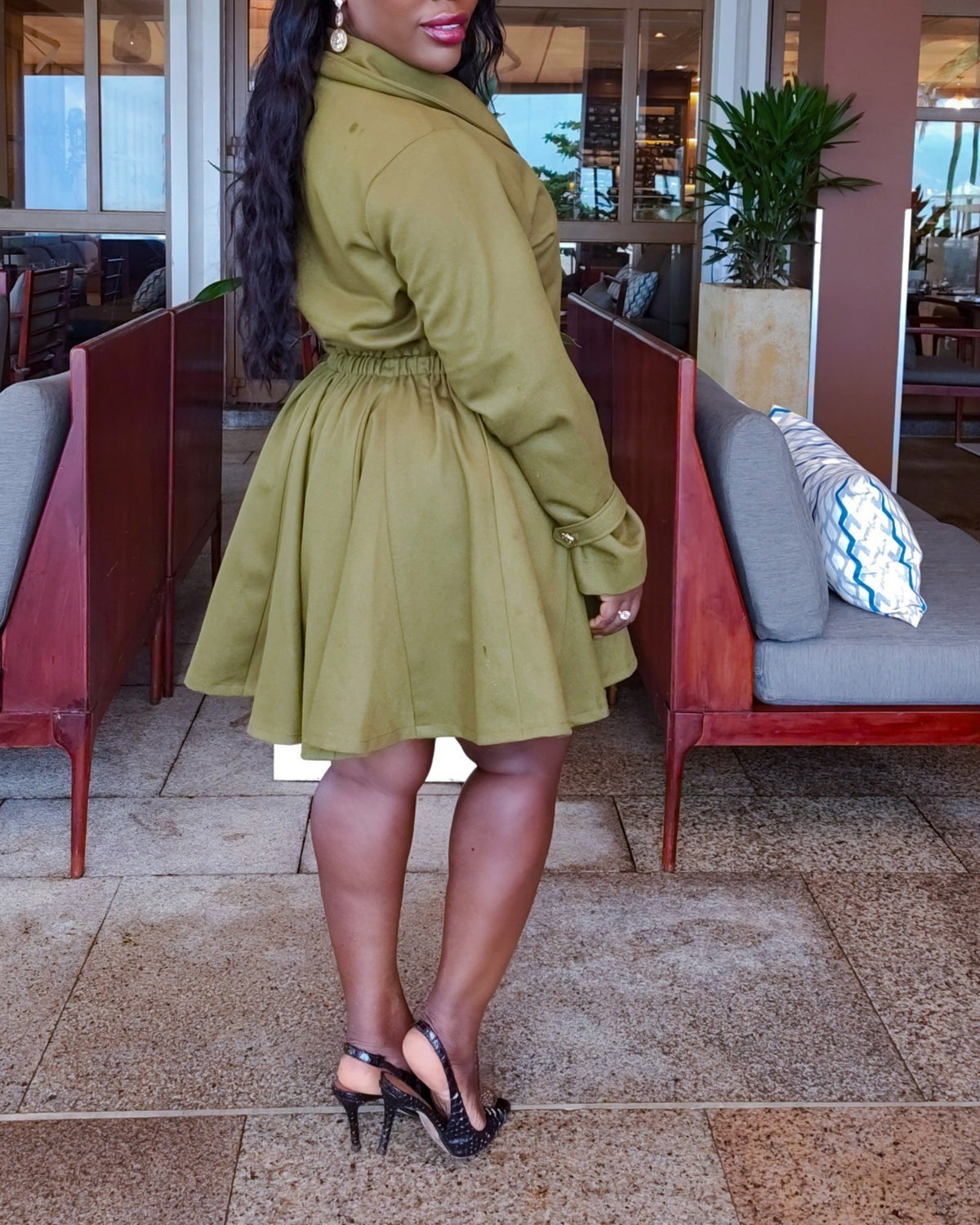 Olive Green Coat Dress