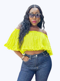 Off The Shoulder Neon Green Top
