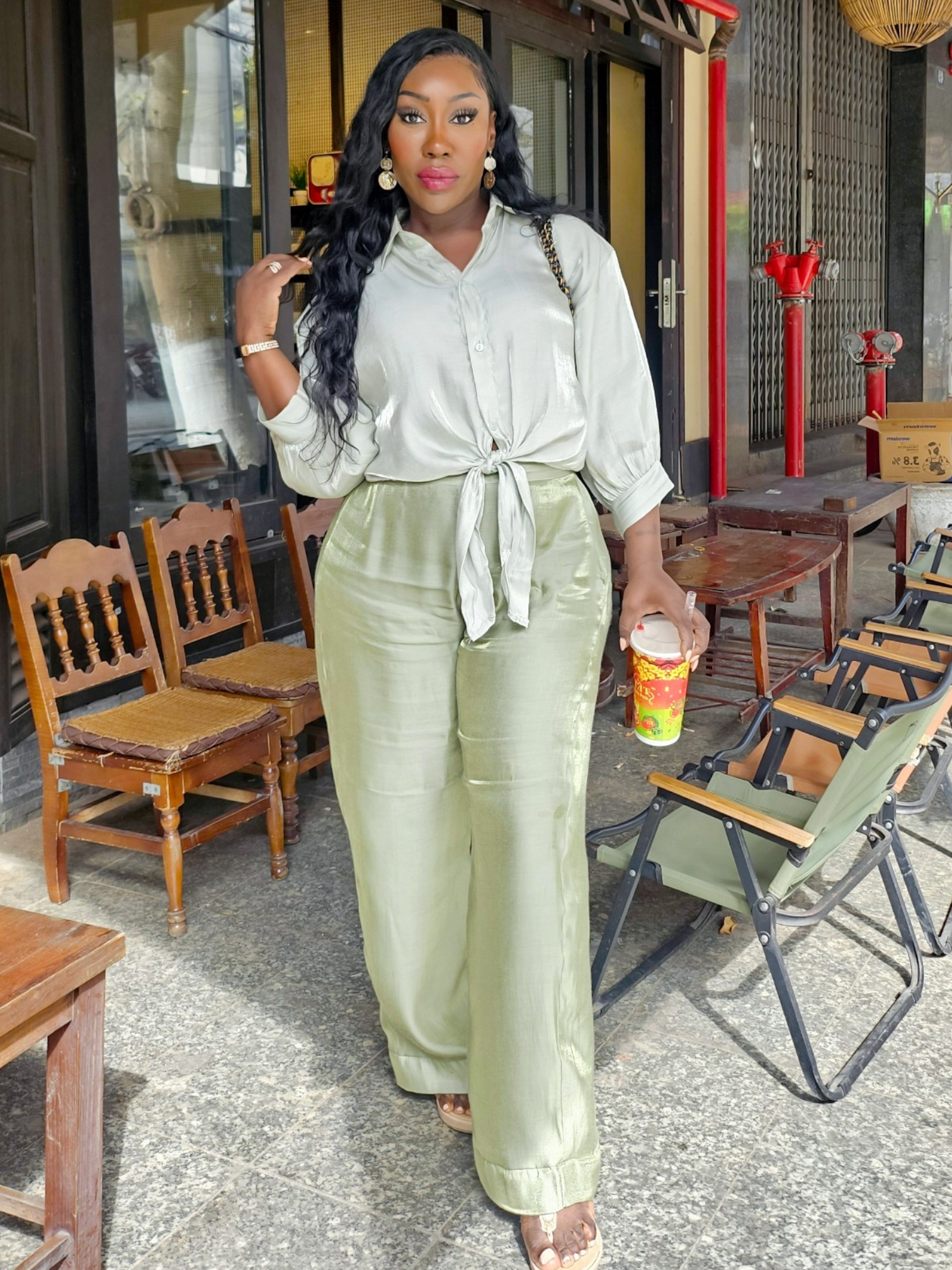 Sage Green Shimmer Top