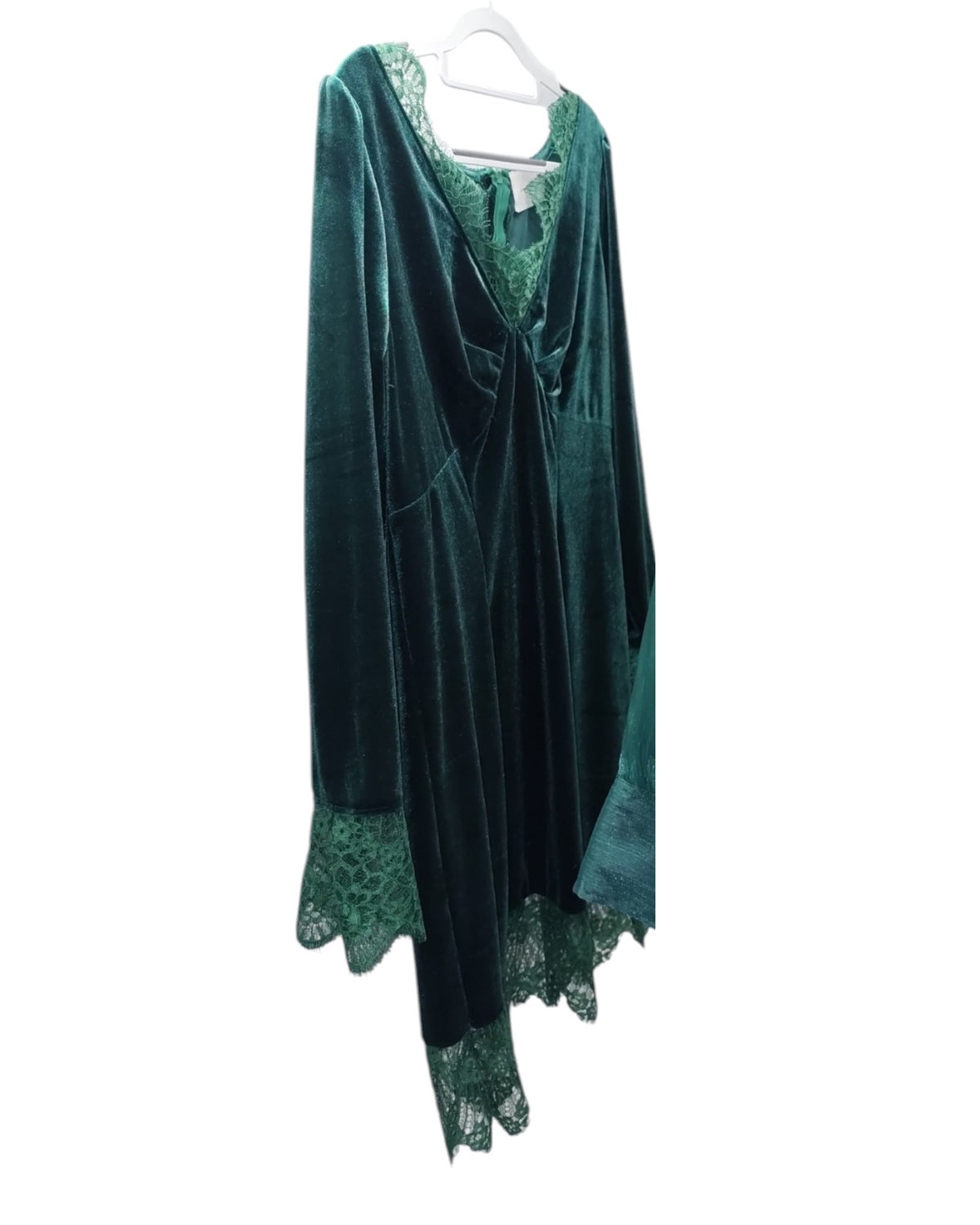 Green Velvet & Lace Dress