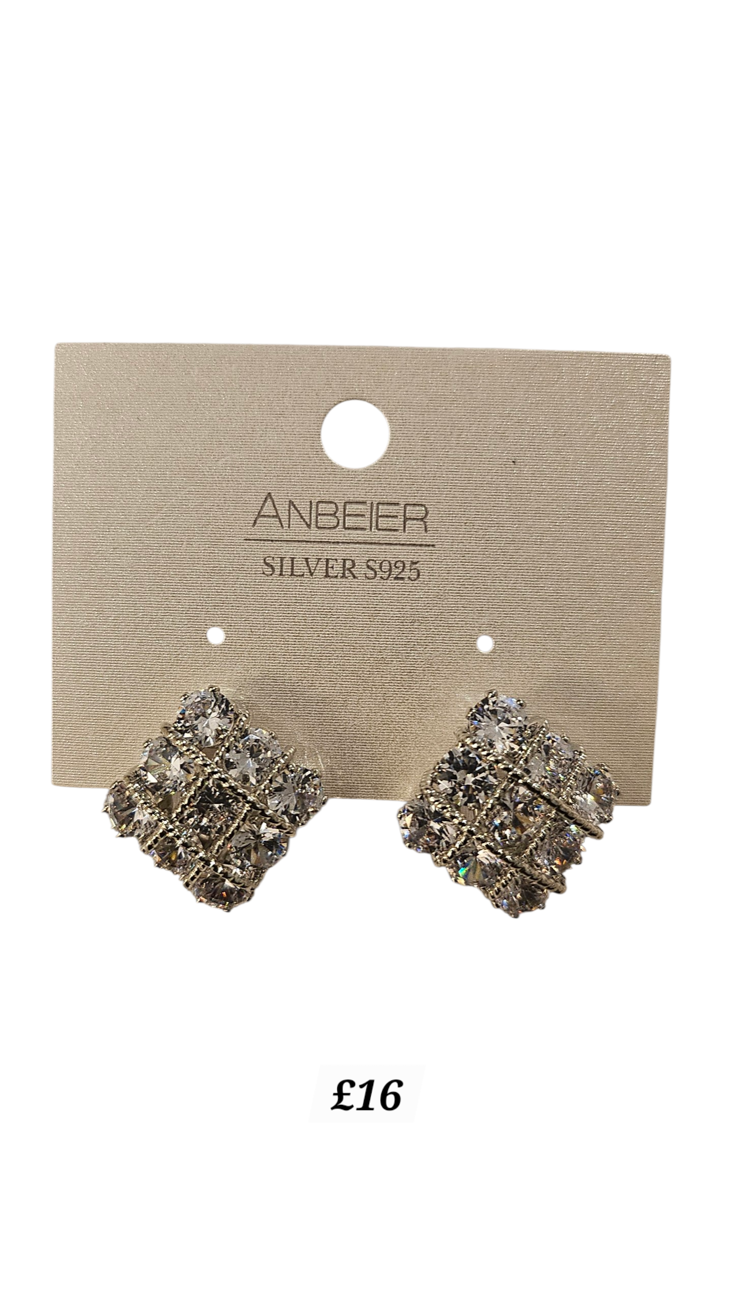 Silver Square Cubic Zirconia Earrings