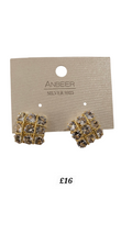 Gold Square Cubic Zirconia Earrings