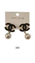 CC Drop Pearl Earrings