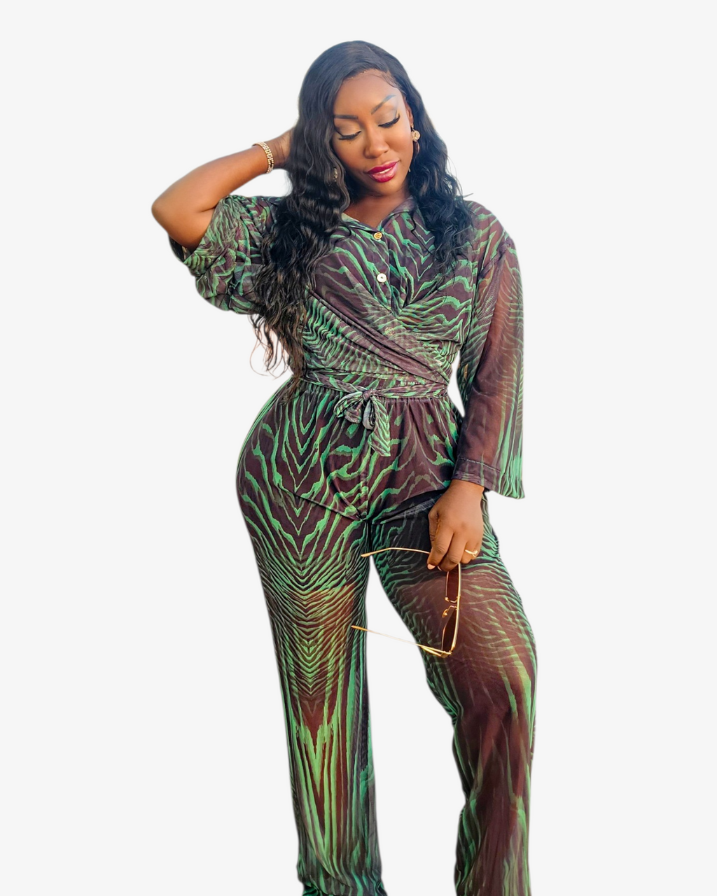Sheer Green & Black Co-Ord