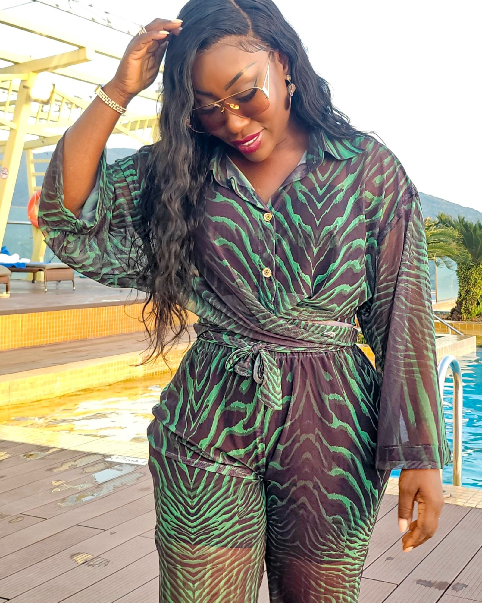 Sheer Green & Black Co-Ord