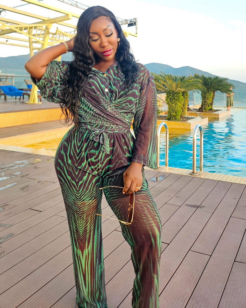 Sheer Green & Black Co-Ord