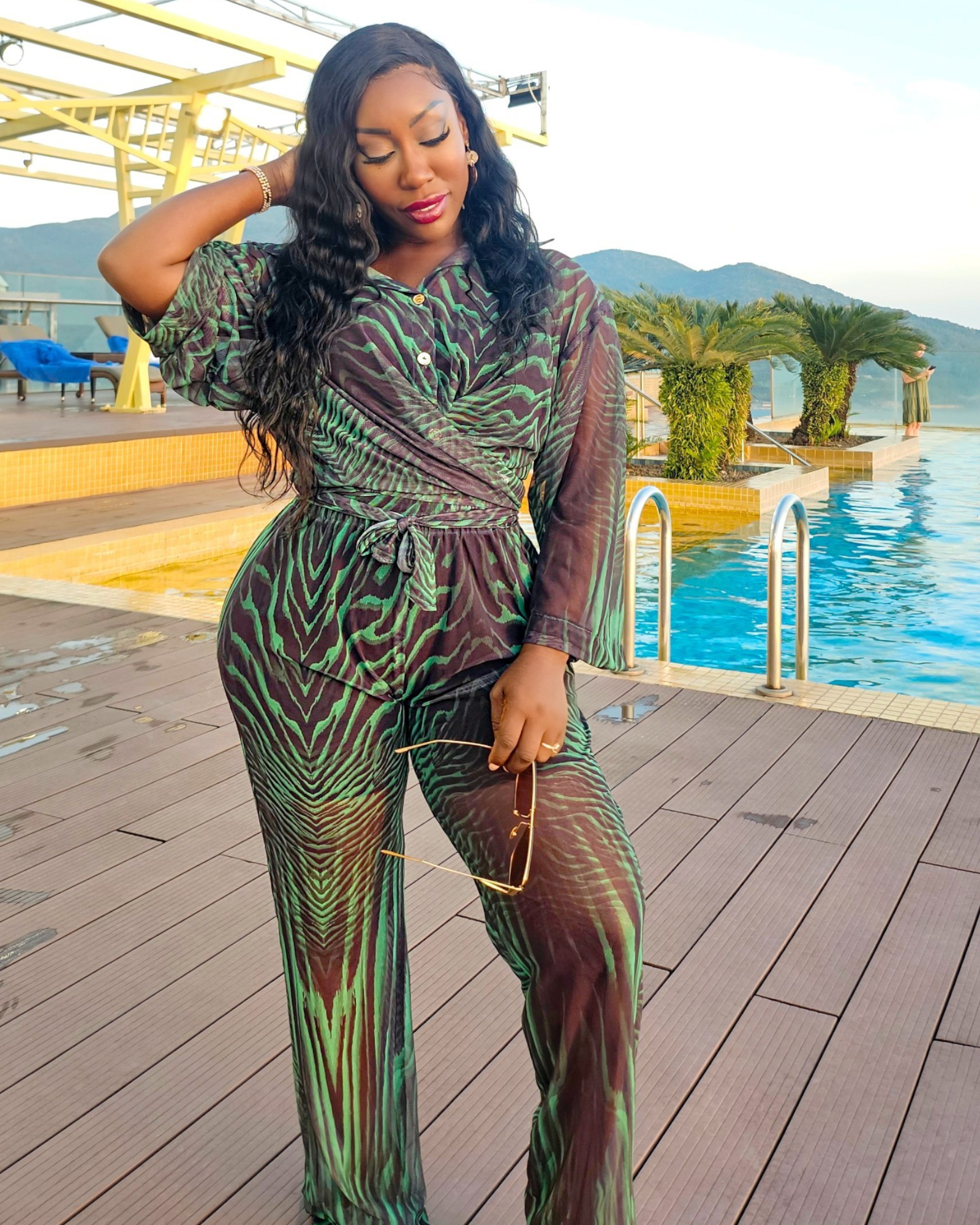 Sheer Green & Black Co-Ord