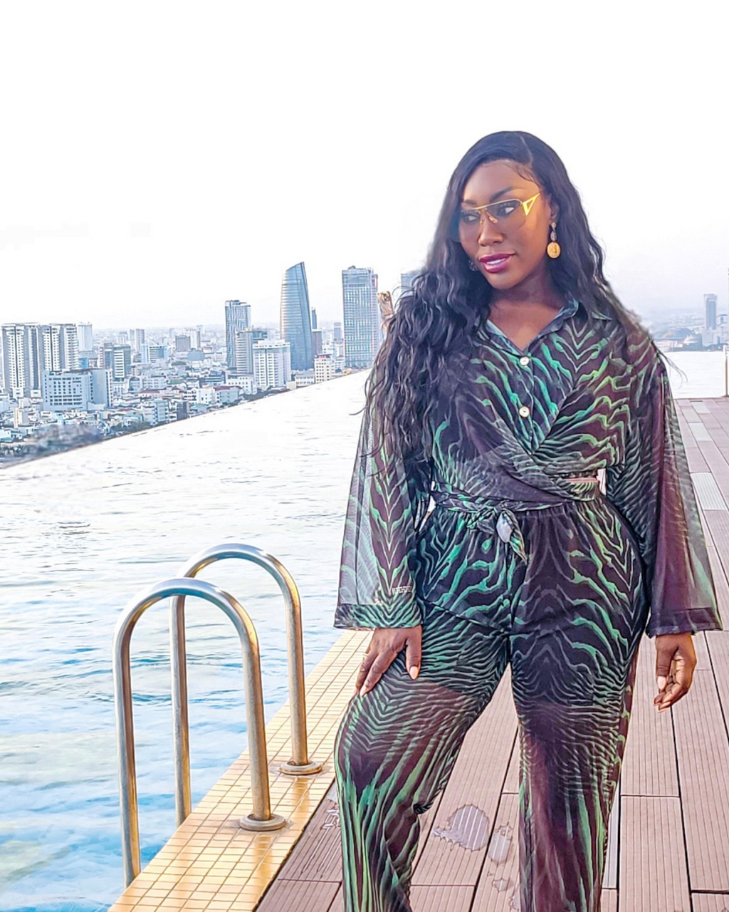 Sheer Green & Black Co-Ord