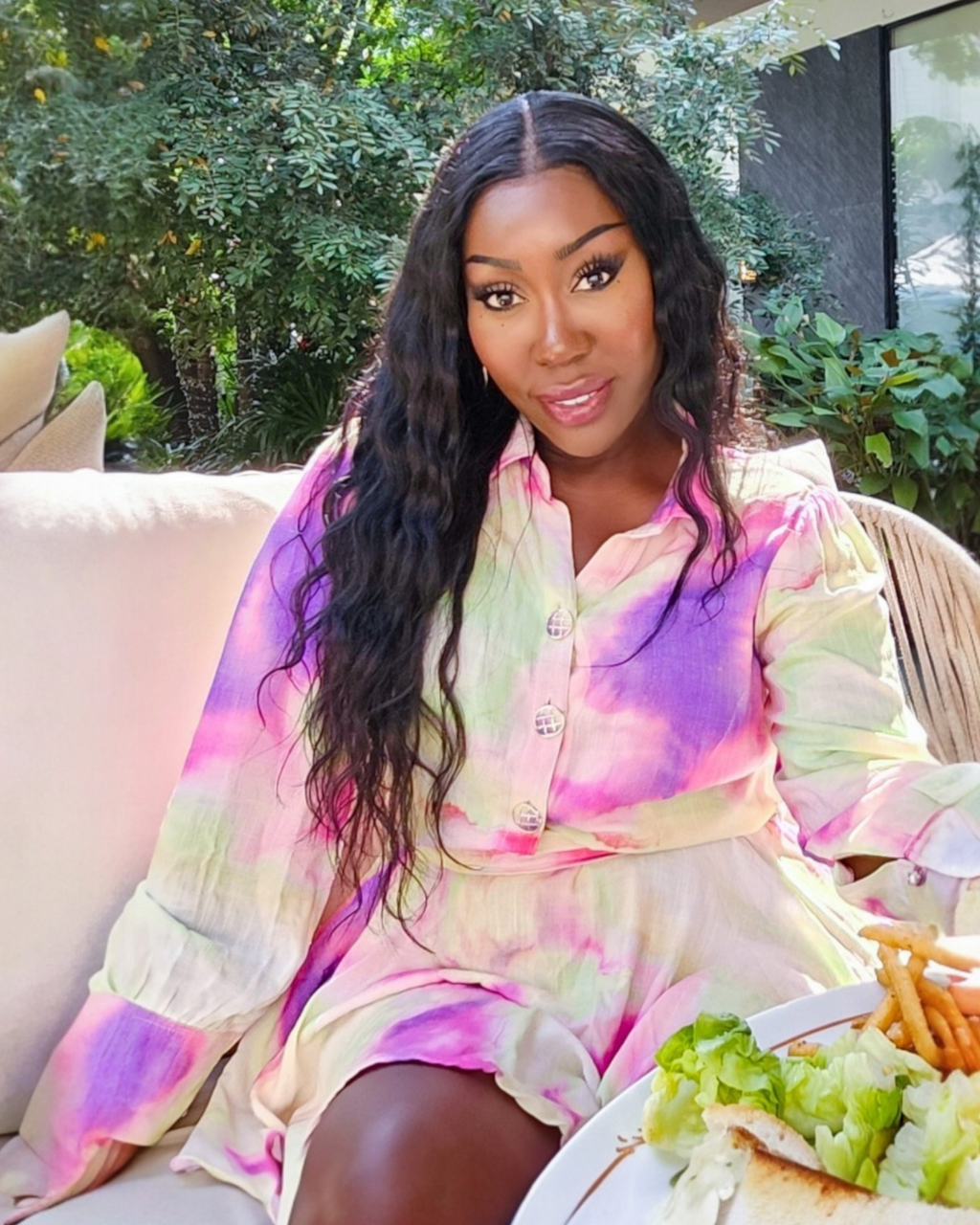 Sunset Watercolor Shirt Dress