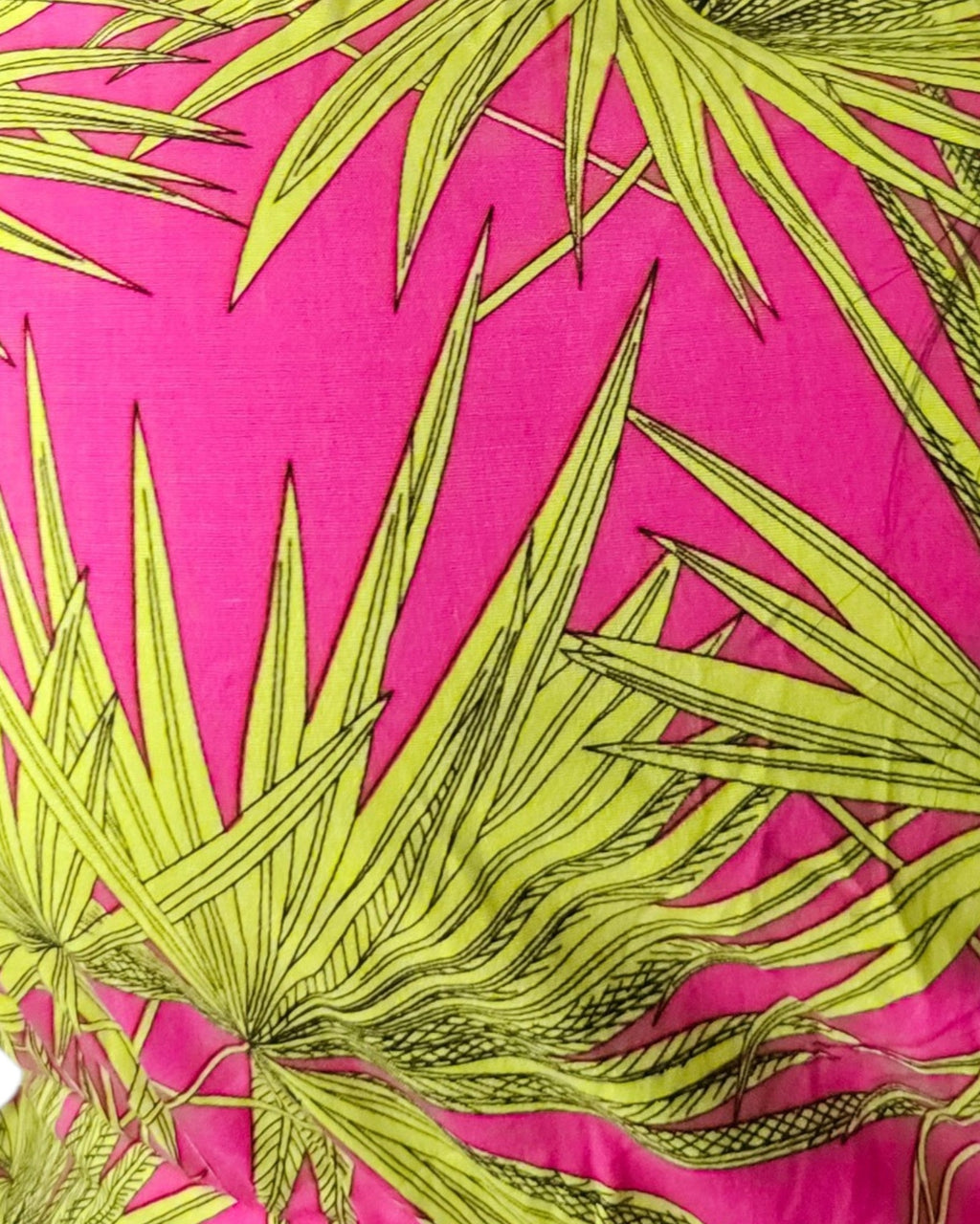 Pink & Yellow Palm Print High Neck Dress