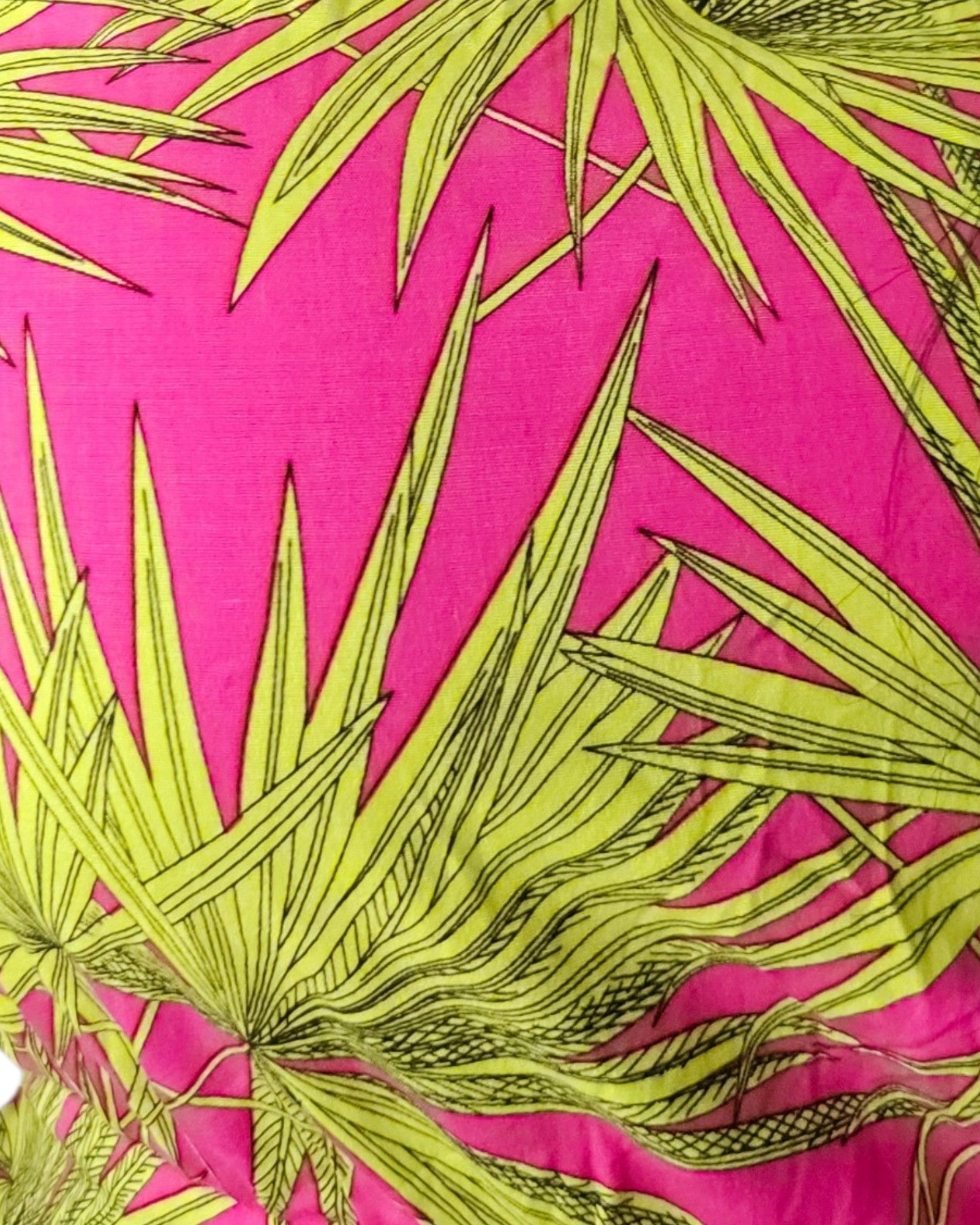 Pink & Yellow Palm Print High Neck Dress
