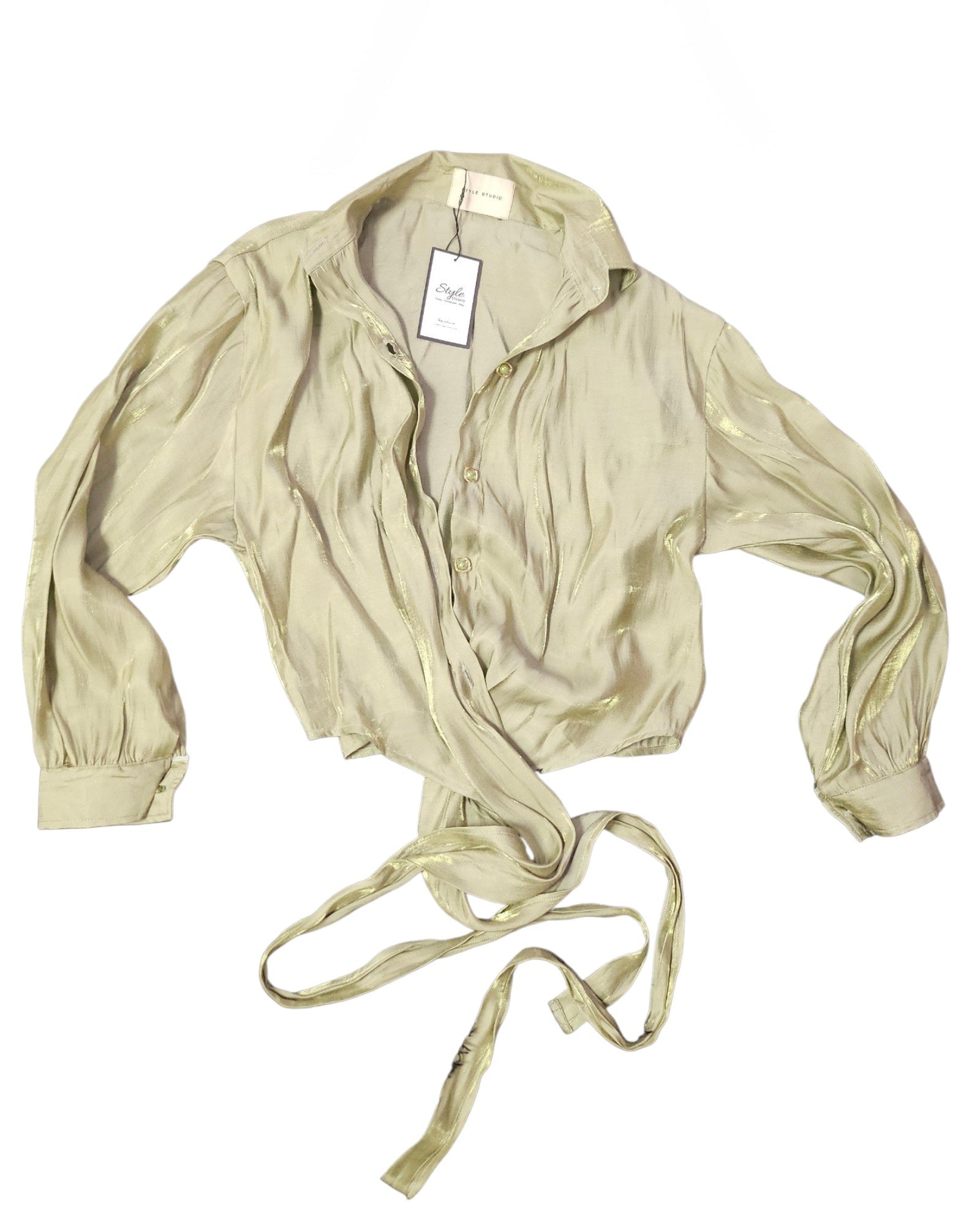Light Green Shimmer Wrap Shirt