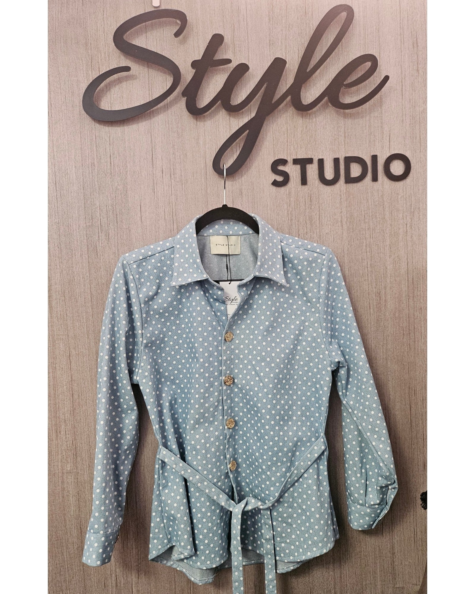 Light Denim Polka Dot Set