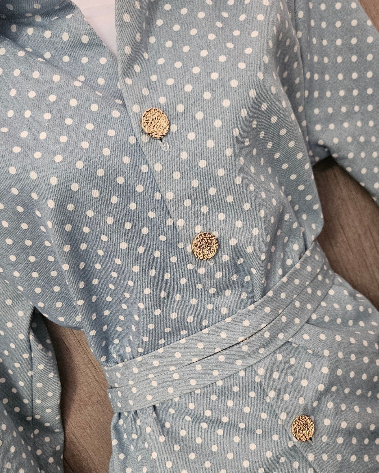 Light Denim Polka Dot Set