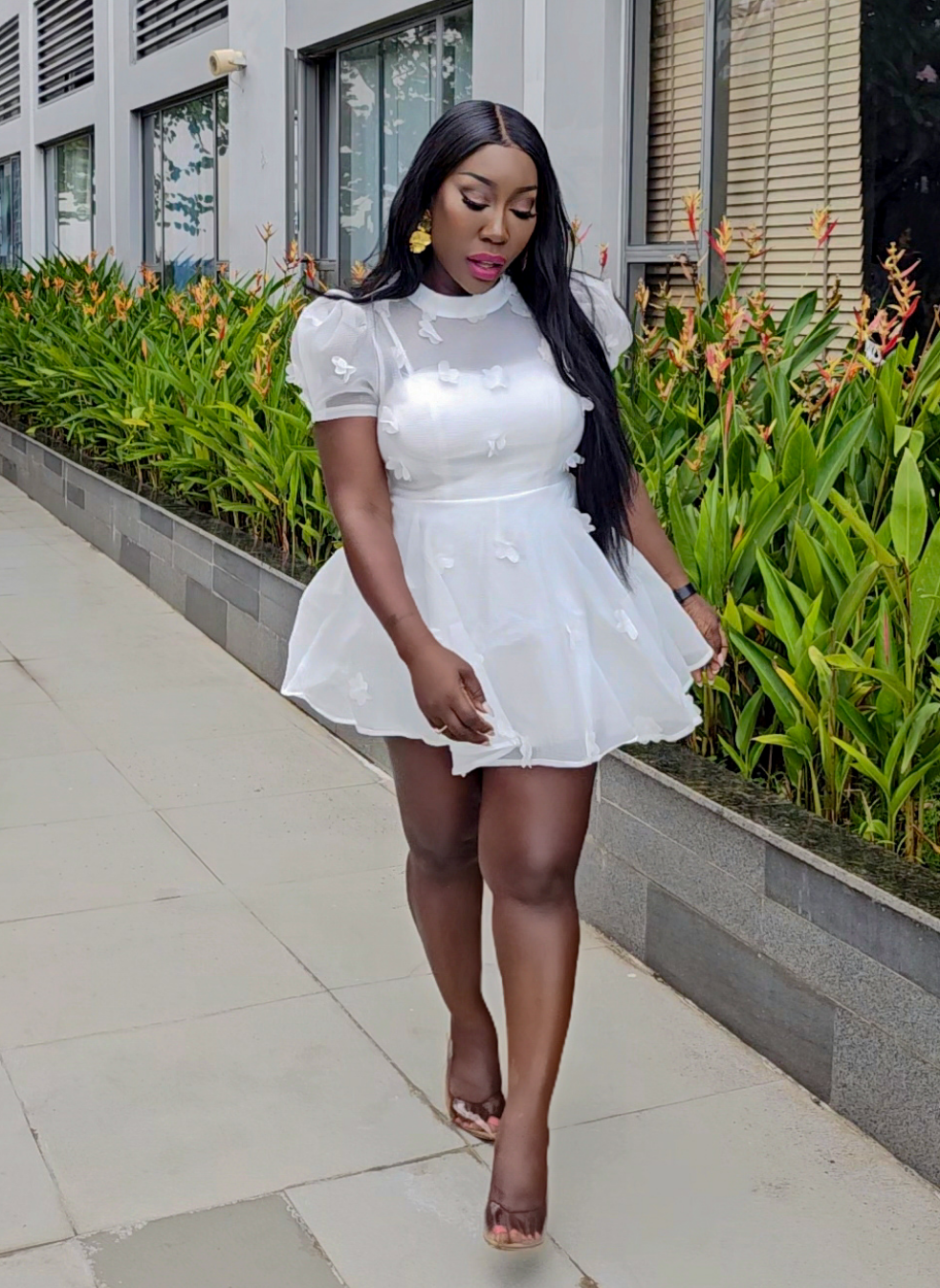 White Chiffon A-Line Dress