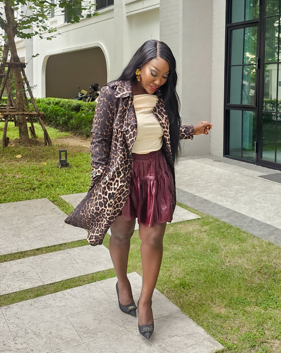 Leopard Print Trench Coat