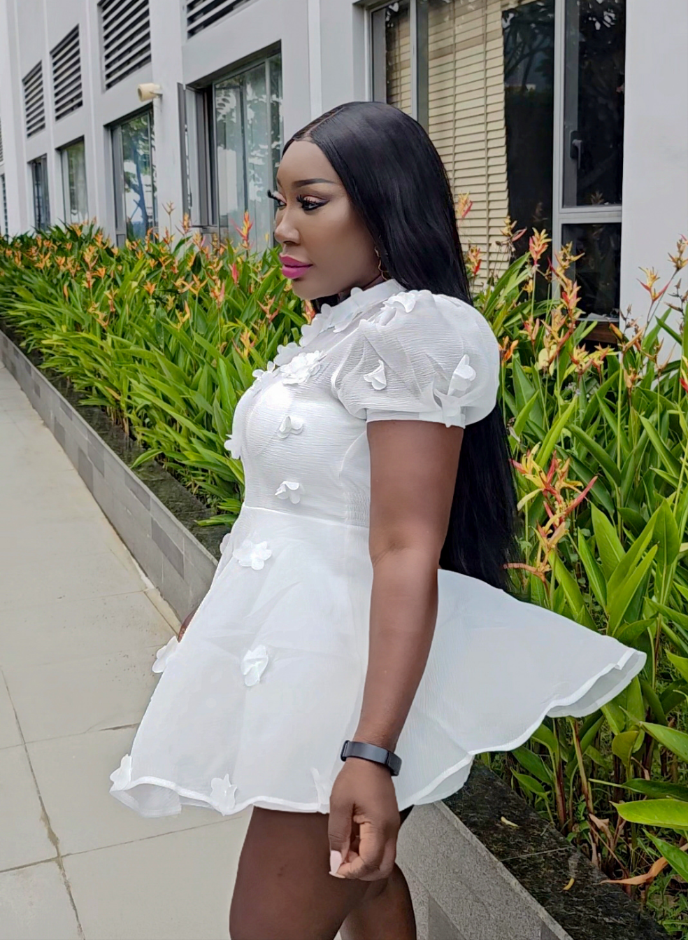 White Chiffon A-Line Dress