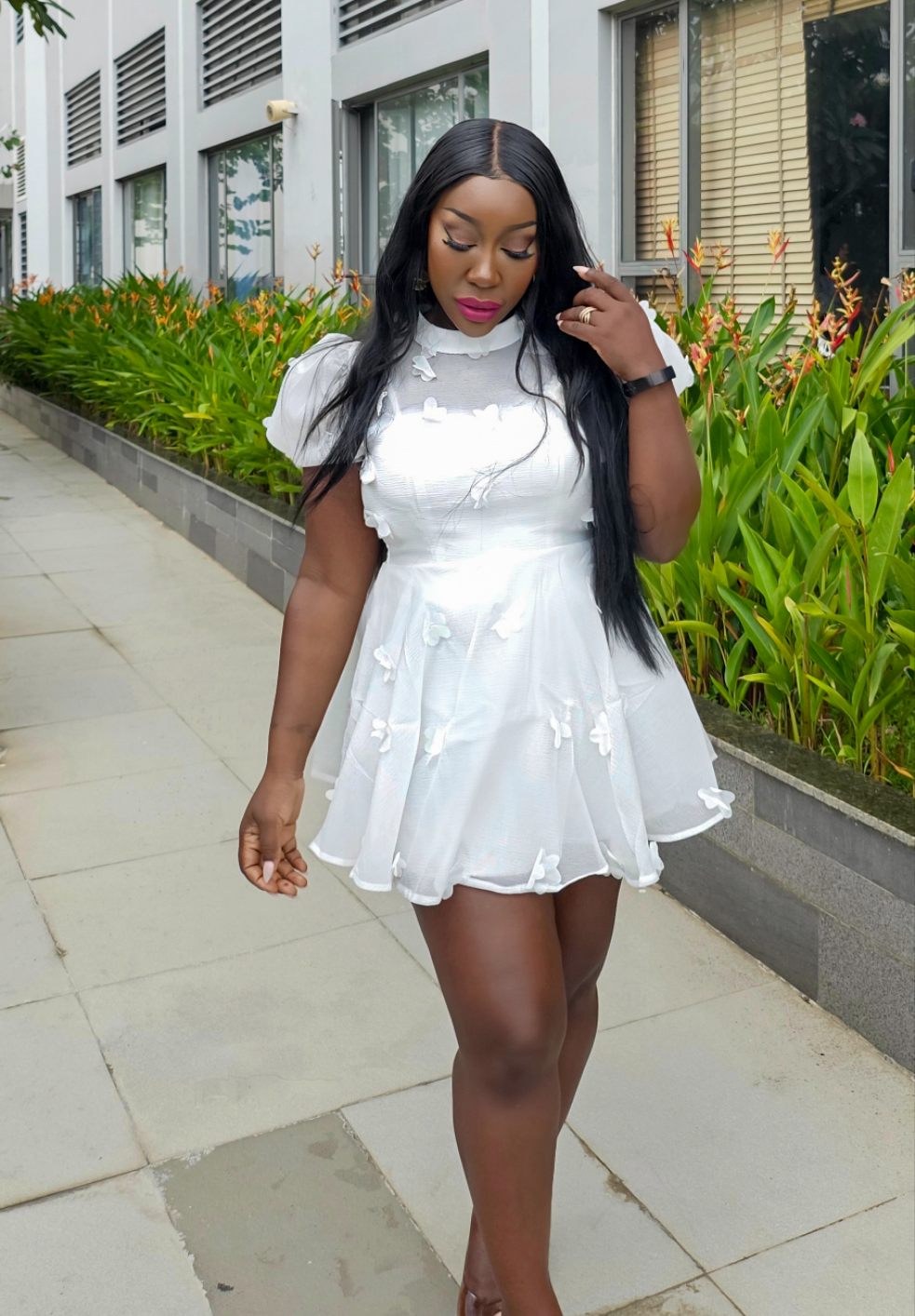 White Chiffon A-Line Dress