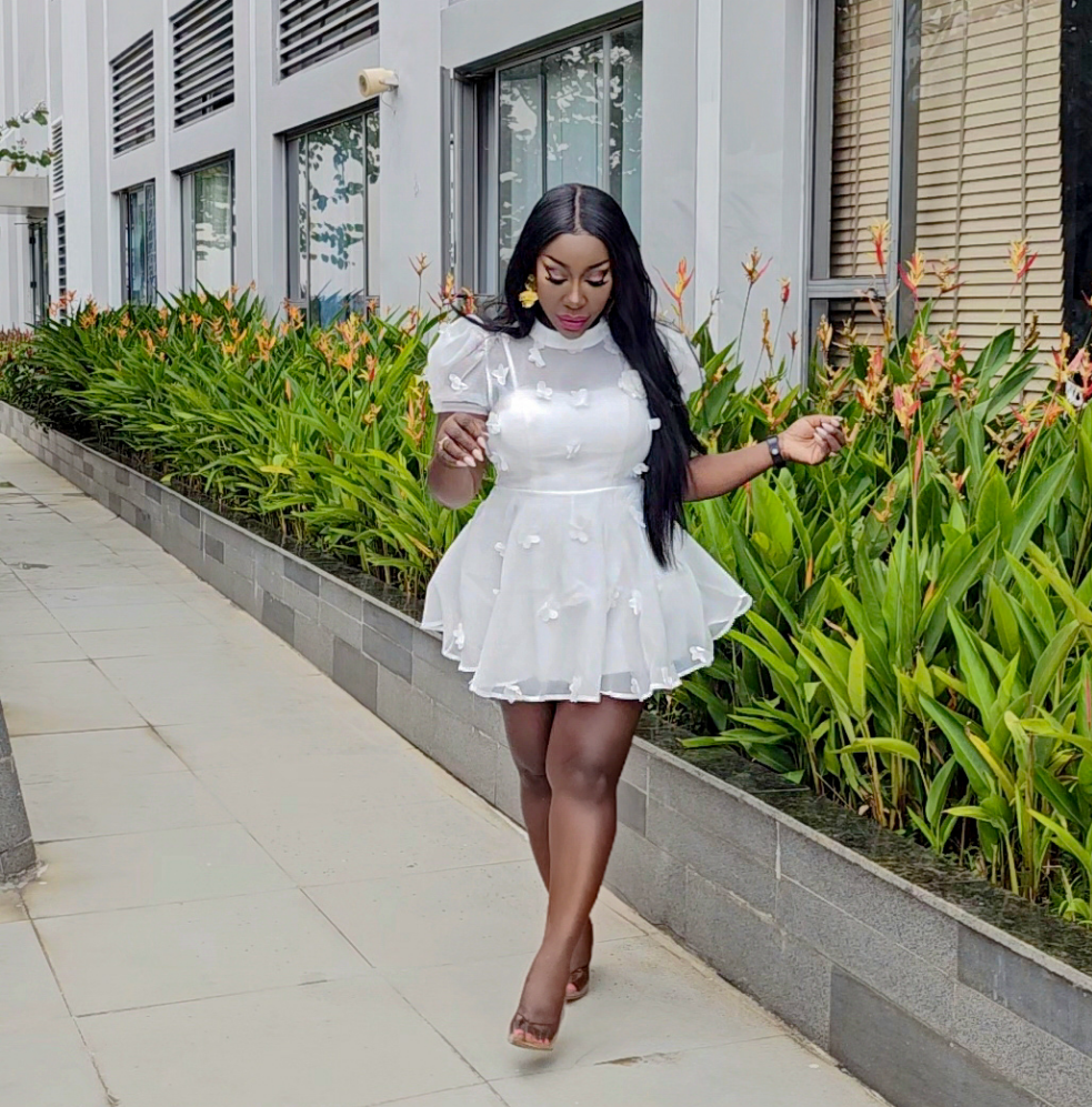 White Chiffon A-Line Dress