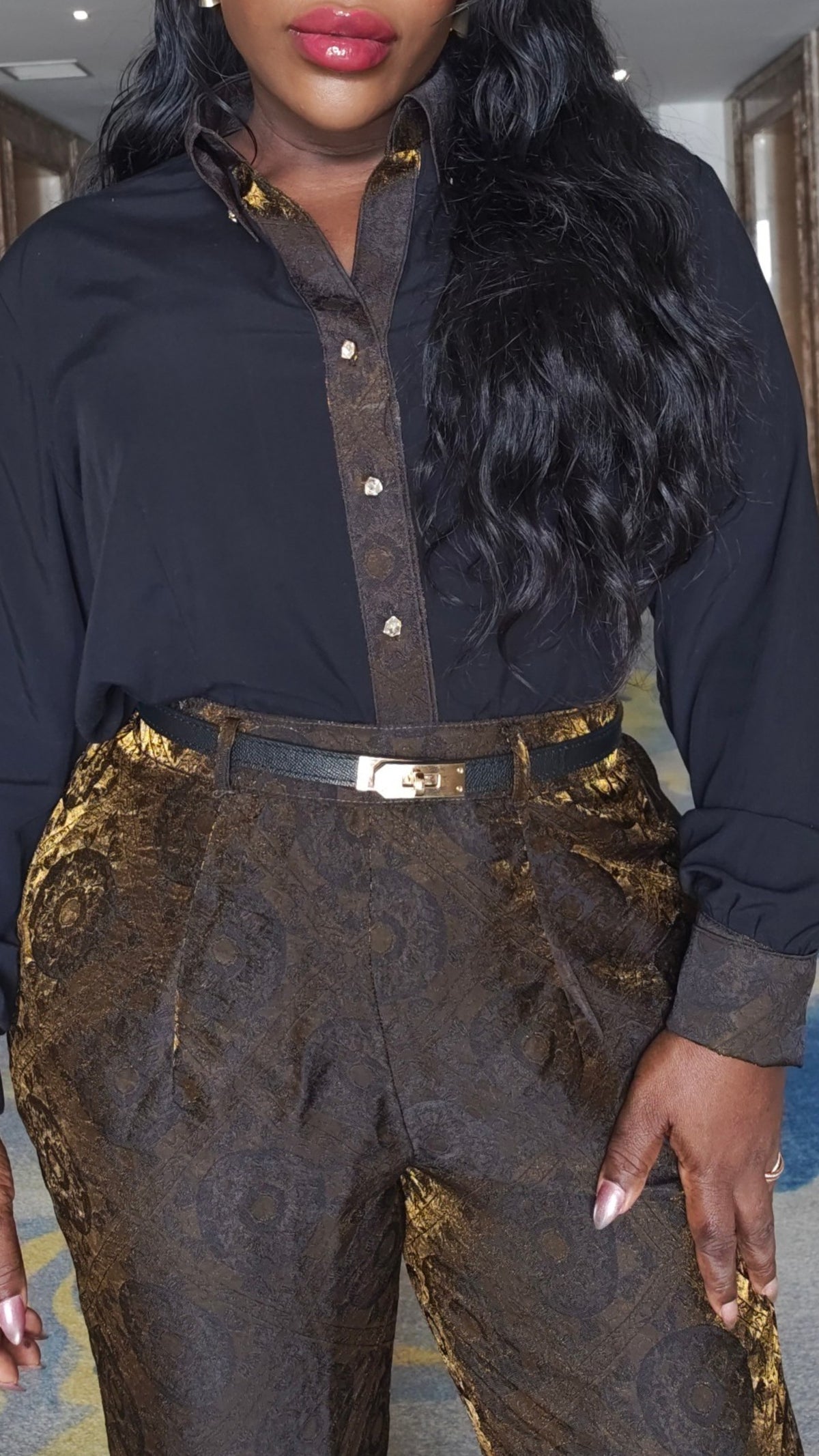 Holographic Olive Satin Co-ord