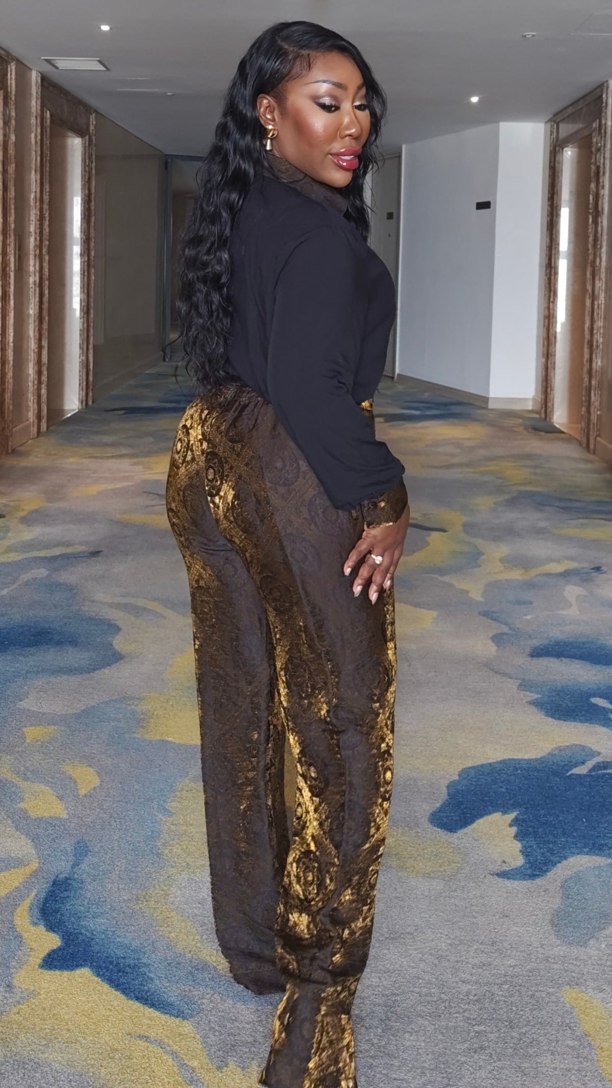 Holographic Olive Satin Co-ord