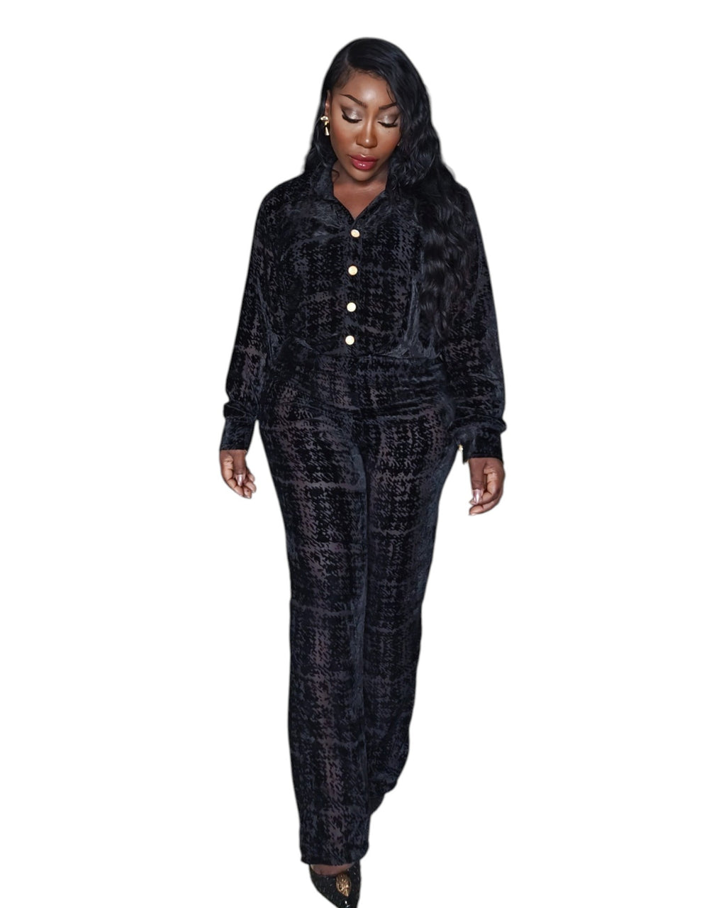 Black Velvet Houndstooth Co-Ord