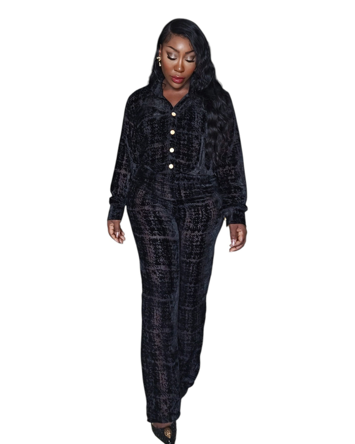 Black Velvet Houndstooth Co-Ord