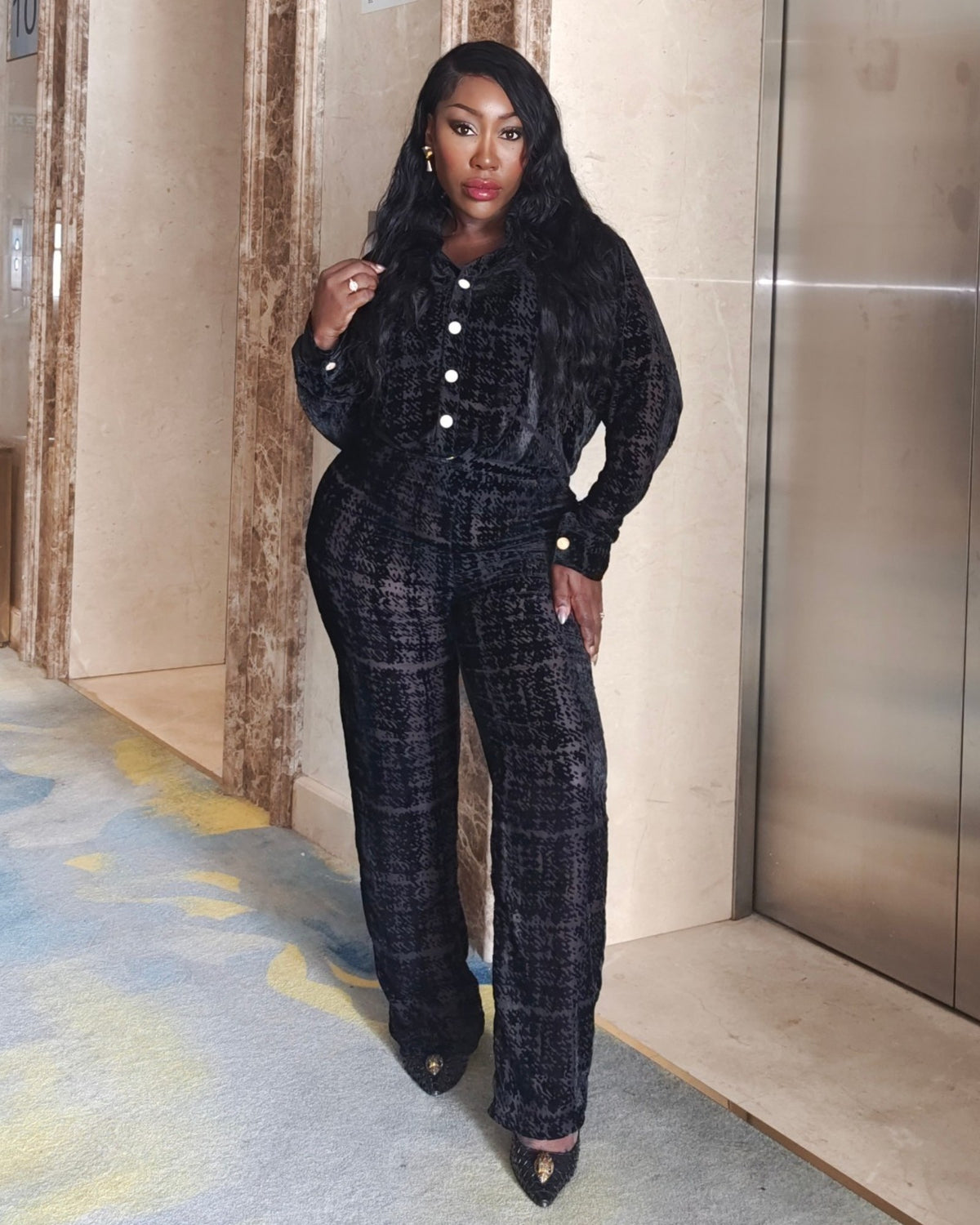 Black Velvet Houndstooth Co-Ord