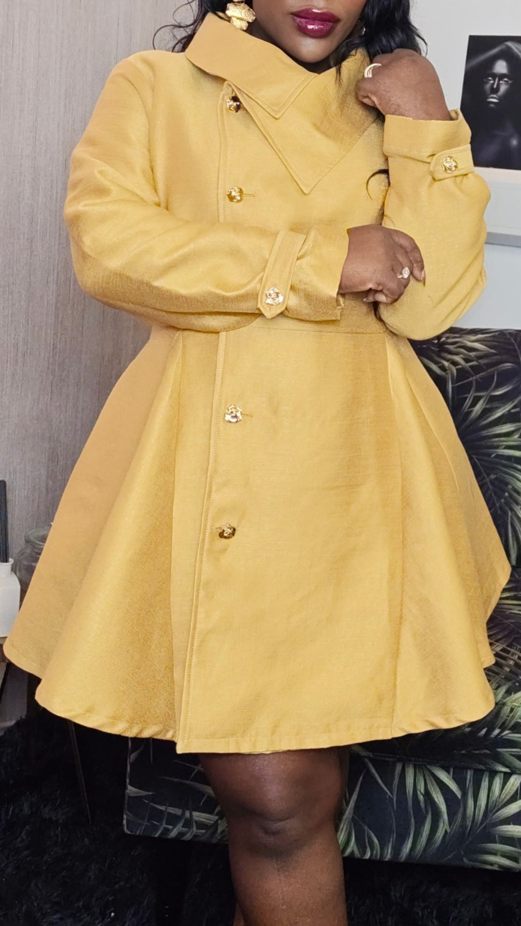 Mustard Yellow Coat Dress.